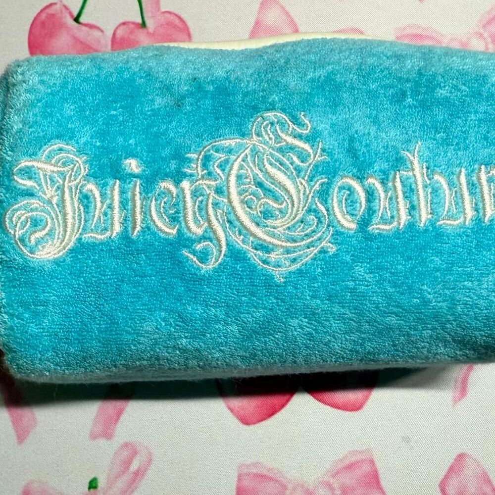 SOLD Y2K Vintage Juicy Couture Baby Blue & White Makeup Small Bag